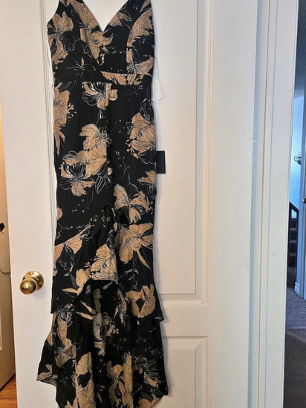 Floral Maxi Dress in Black & Brown Like New